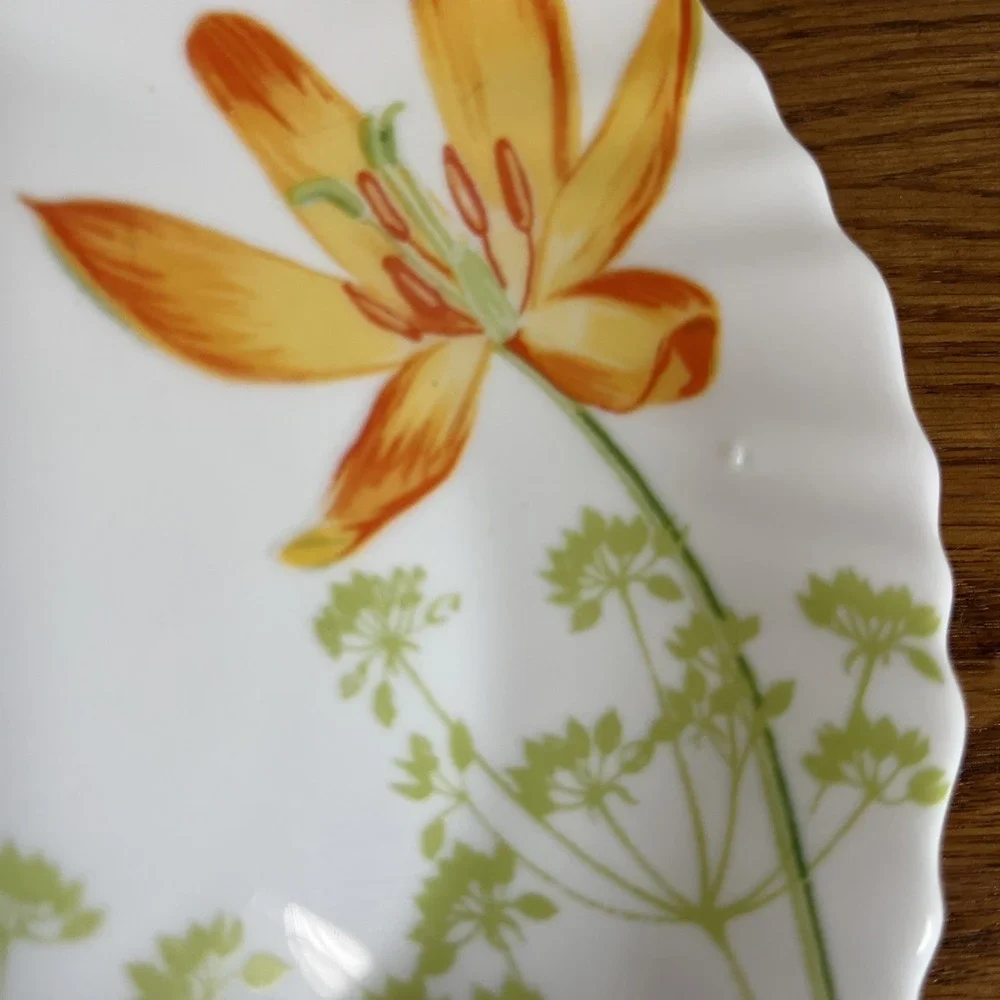 Vintage‎ Luminarc France Salad Plate Floral Orange Day Lily MCM Cottagecore RARE